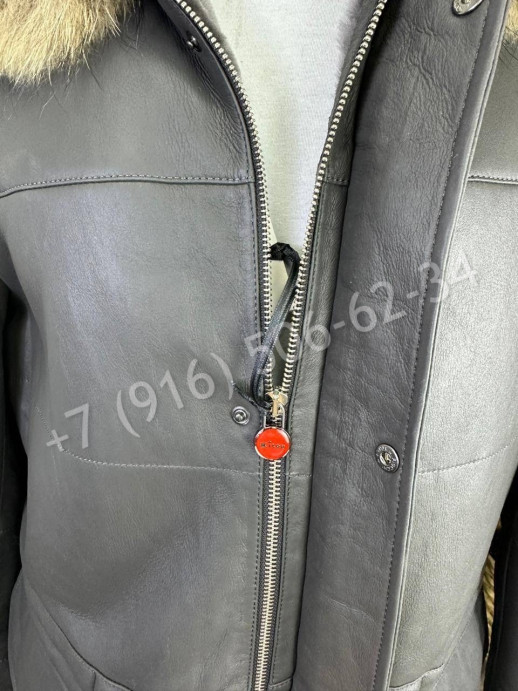 Кожаная куртка пальто Kiton на меху 24116