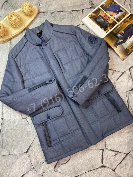 Замшевая куртка Stefano Ricci со вставками кожи крокодила 6283