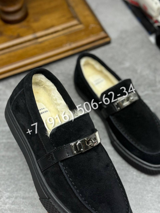 Лоферы Hermes на меху 16243 1