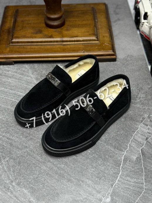 Лоферы Hermes на меху 16243 1