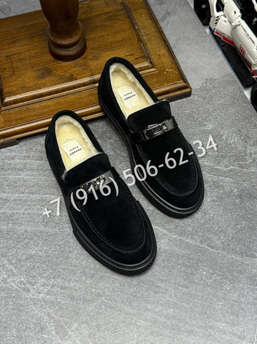 Лоферы Hermes на меху 16243 1