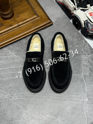 Лоферы Hermes на меху 16243 1