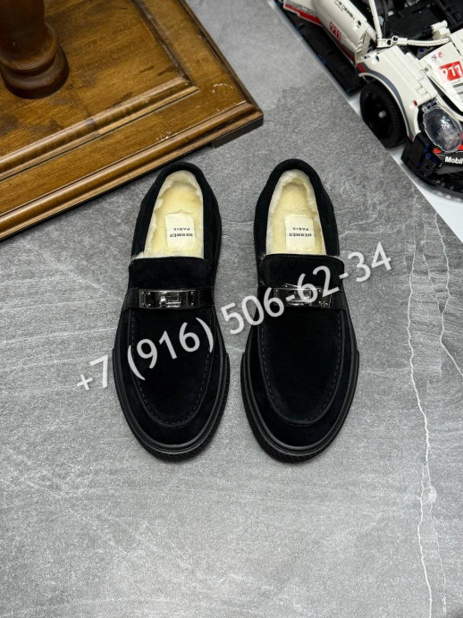 Лоферы Hermes на меху 16243 1