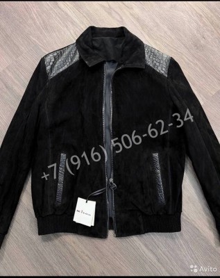 Замшевая куртка KITON со вставками кожи крокодила 6083