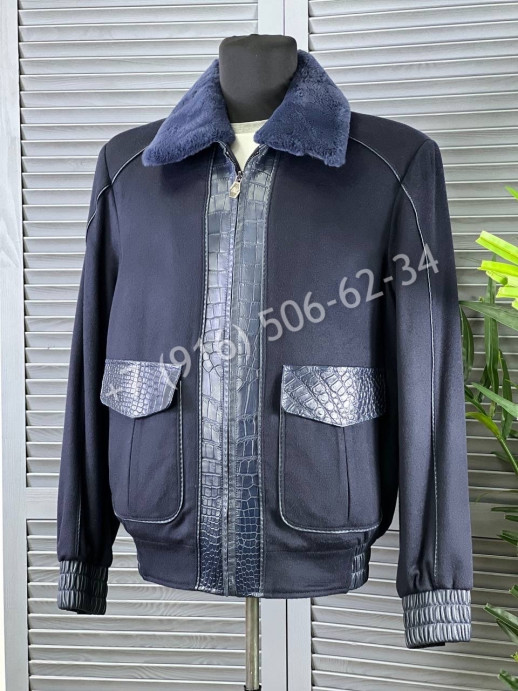 Кашемировая куртка со вставками кожи крокодила Angelo Galasso 5439