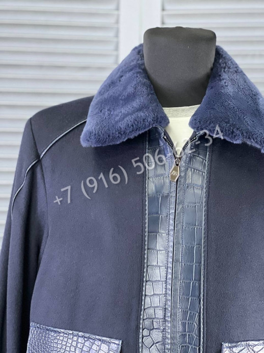 Кашемировая куртка со вставками кожи крокодила Angelo Galasso 5439