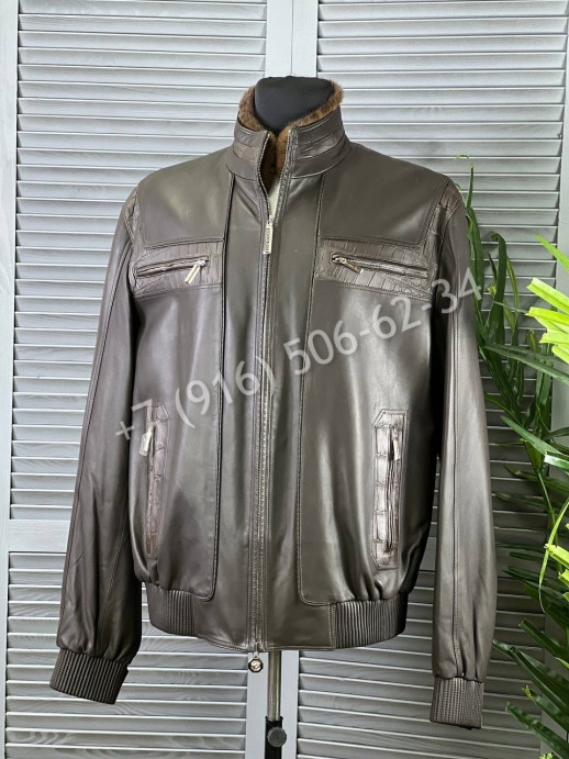 Кожаная куртка Stefano Ricci со вставками кожи крокодила 5440