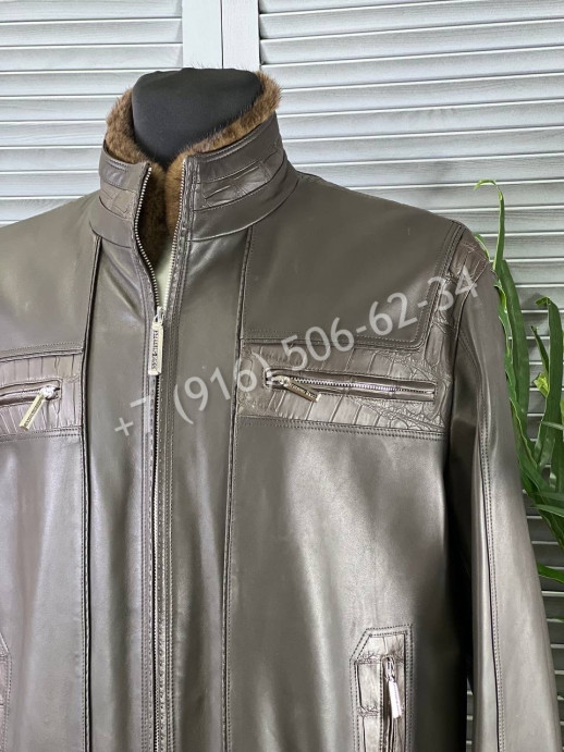 Кожаная куртка Stefano Ricci со вставками кожи крокодила 5440