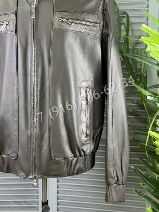 Кожаная куртка Stefano Ricci со вставками кожи крокодила 5440