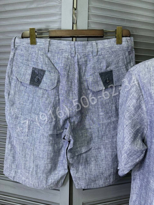 Костюм из льна  Angelo Galasso со вставками из кожи крокодила 17763