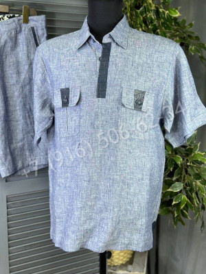 Костюм из льна  Angelo Galasso со вставками из кожи крокодила 17763