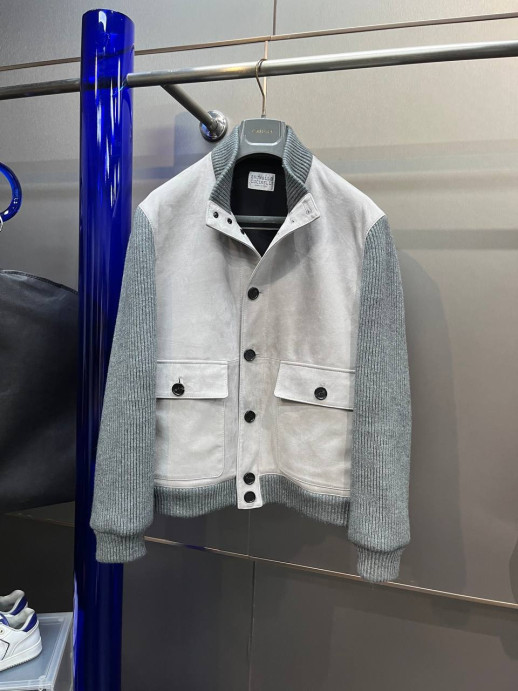 Куртка замшевая комбинированная Brunello Cucinelli 28503 1