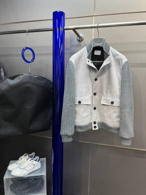 Куртка замшевая комбинированная Brunello Cucinelli 28503 1