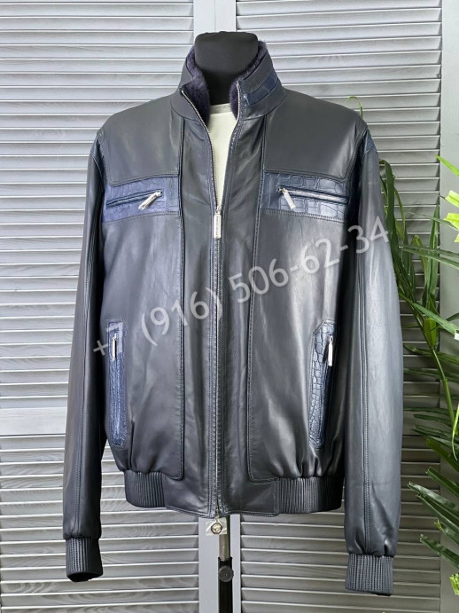 Кожаная куртка Stefano Ricci со вставками кожи крокодила 5442