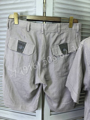 Костюм из льна  Angelo Galasso со вставками из кожи крокодила 17764