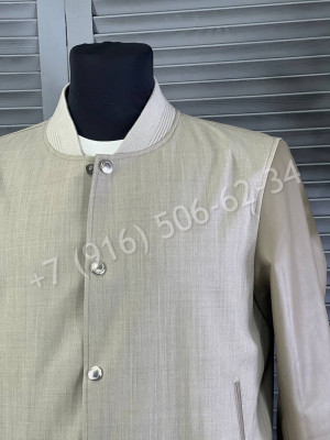 Куртка бомбер Brunello Cucinelli с кожаными рукавами 19570