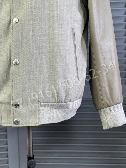 Куртка бомбер Brunello Cucinelli с кожаными рукавами 19570