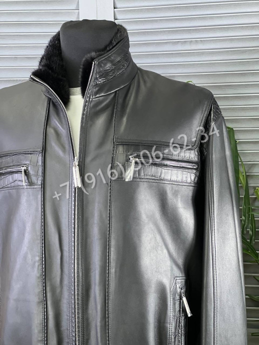 Кожаная куртка Stefano Ricci со вставками кожи крокодила 5443