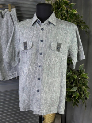 Костюм из льна  Angelo Galasso со вставками из кожи крокодила 17765