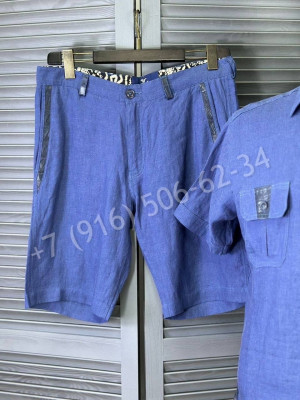 Костюм из льна  Angelo Galasso со вставками из кожи крокодила 17766