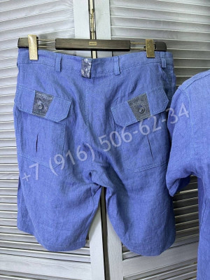 Костюм из льна  Angelo Galasso со вставками из кожи крокодила 17766