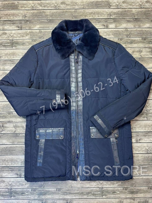 Пальто Angelo Galasso со вставками кожи крокодила 8409