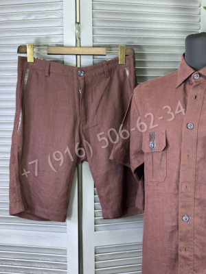 Костюм из льна  Angelo Galasso со вставками из кожи крокодила 17767