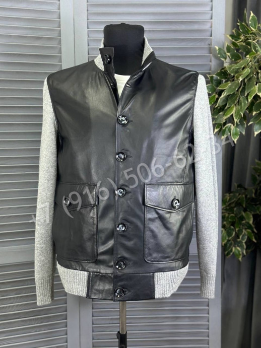 Кожаная куртка комбинированная Loro Piana 16469