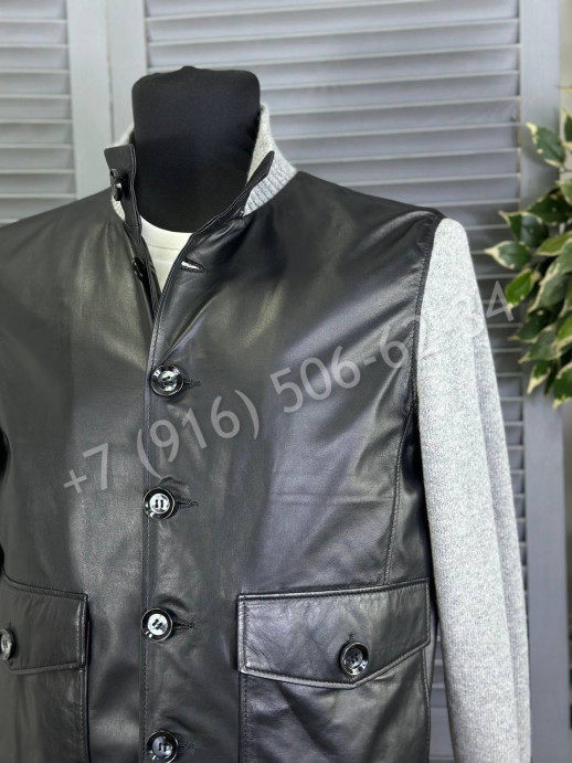 Кожаная куртка комбинированная Loro Piana 16469