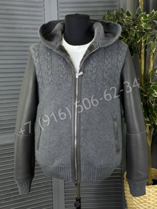 Комбинированная дубленка / кардиган с мехом внутри Brunello Cucinelli 20980