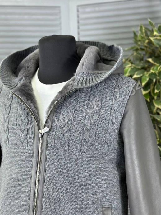 Комбинированная дубленка / кардиган с мехом внутри Brunello Cucinelli 20980