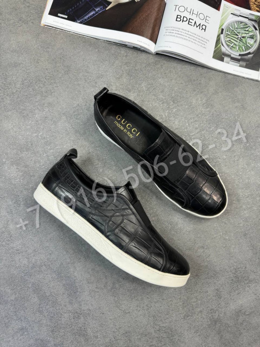 Слипоны Gucci из кожи крокодила 31368