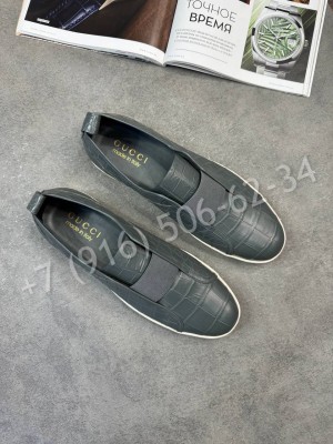 Слипоны Gucci из кожи крокодила 31369