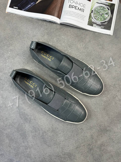 Слипоны Gucci из кожи крокодила 31369