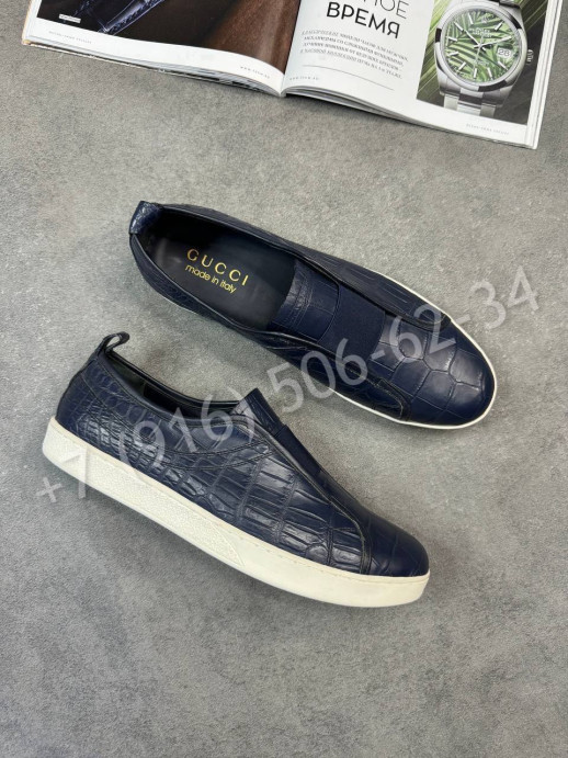 Слипоны Gucci из кожи крокодила 31370