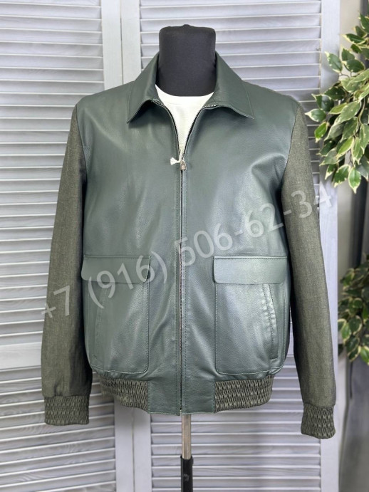 Кожаная куртка комбинированная Brunello Cucinelli 16473