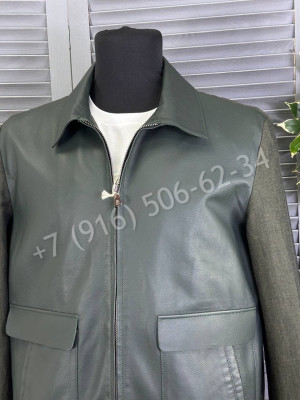 Кожаная куртка комбинированная Brunello Cucinelli 16473