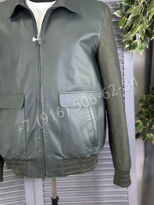 Кожаная куртка комбинированная Brunello Cucinelli 16473