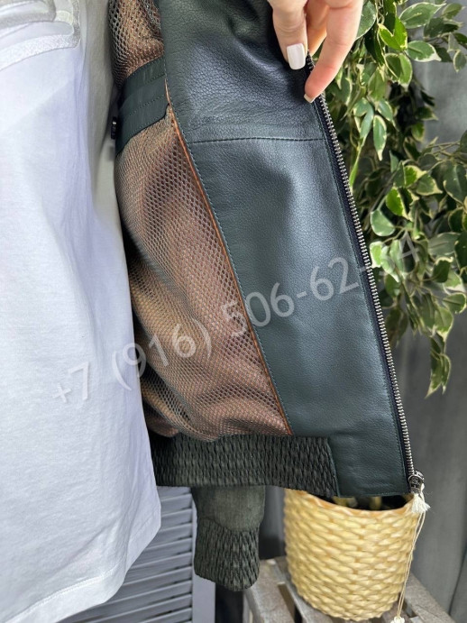 Кожаная куртка комбинированная Brunello Cucinelli 16473