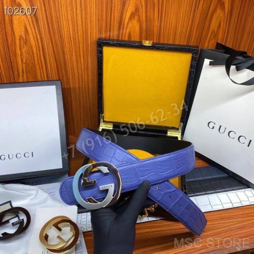 Ремень из кожи крокодила Gucci 10266