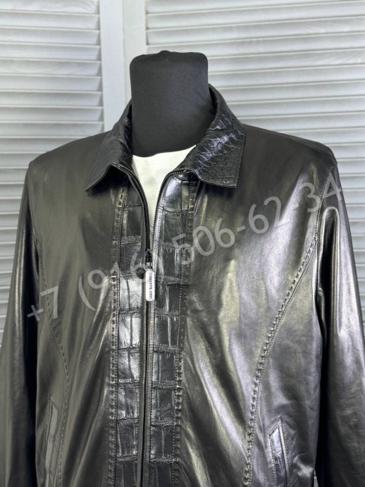 Кожаная куртка Stefano Ricci со вставками кожи крокодила 27266