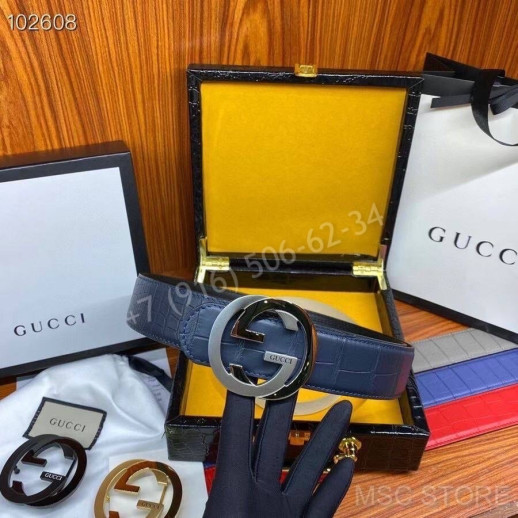 Ремень из кожи крокодила Gucci 10268