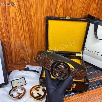 Ремень из кожи крокодила Gucci 10270