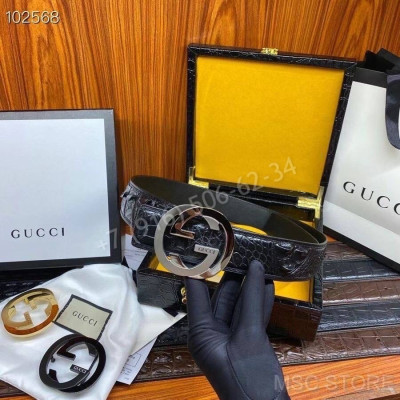Ремень из кожи крокодила Gucci 10271