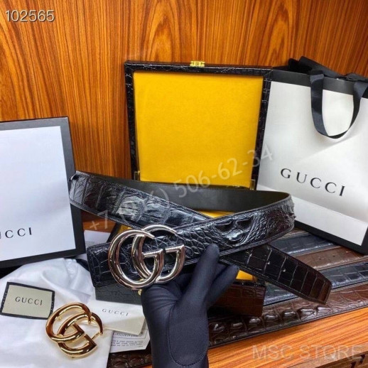 Ремень из кожи крокодила Gucci 10272