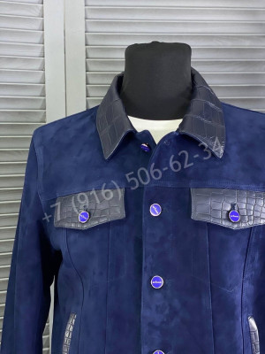 Замшевая куртка KITON со вставками кожи крокодила 14334
