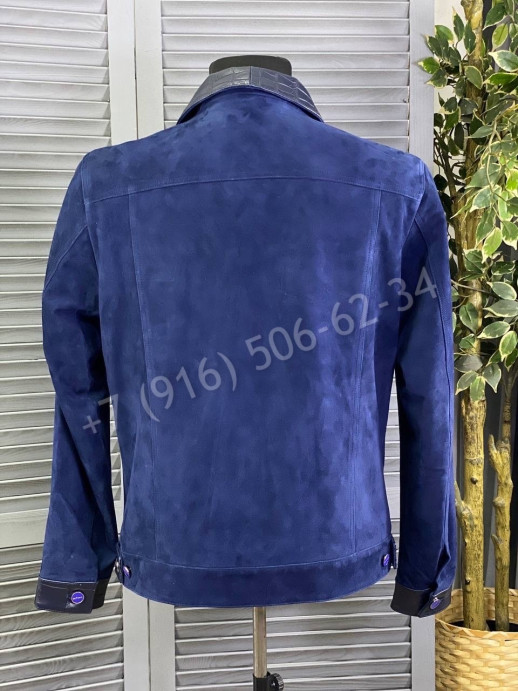 Замшевая куртка KITON со вставками кожи крокодила 14334