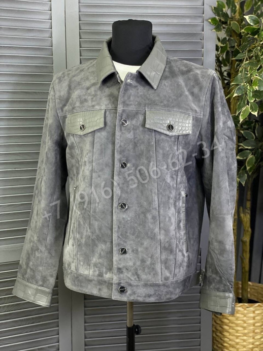 Замшевая куртка KITON со вставками кожи крокодила 14335