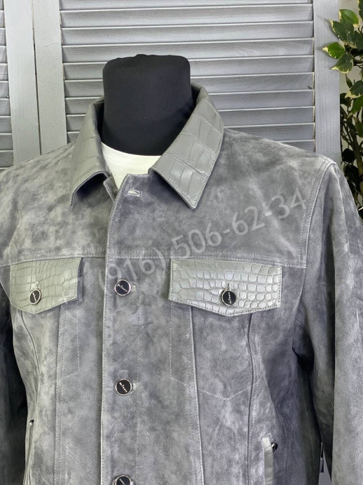Замшевая куртка KITON со вставками кожи крокодила 14335