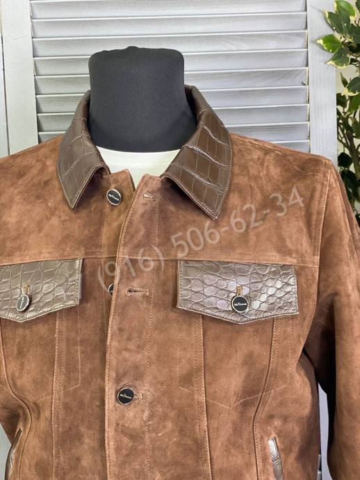 Замшевая куртка KITON со вставками кожи крокодила 14336